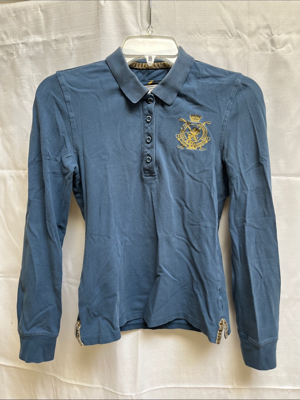 Joules Blue Long-Sleeved Women’s Polo Shirt, Size 6
